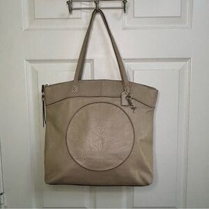 Coach Laura Signature Taupe Leather Tote Shoulder Bag Travel Casual Everyday Bag